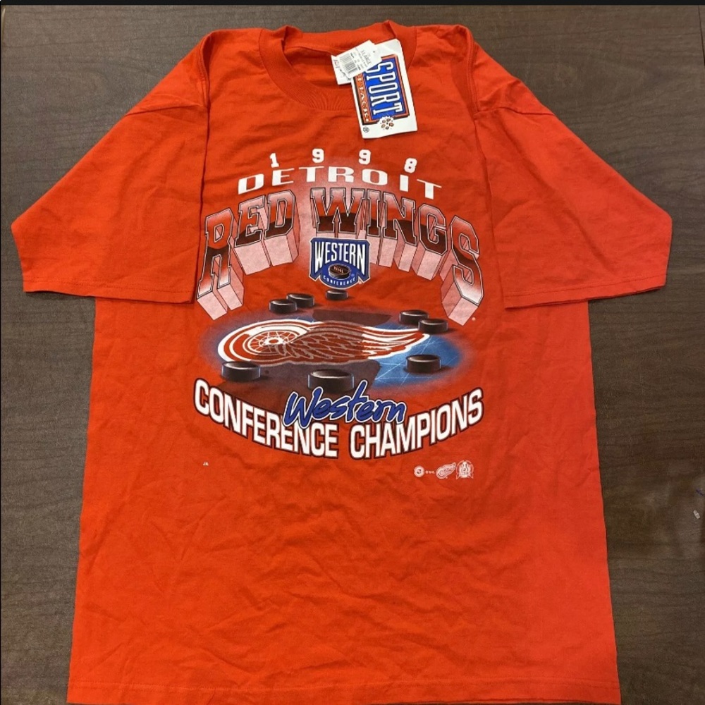 Vintage DEADSTOCK 1998 Detroit Red Wings NHL Stanley Cup Champions Shirt XL NWT - Picture 1 of 4